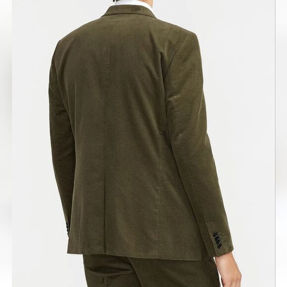 NWT EXPRESS MOSS GREEN SLIM DOUBLE BREASTED CORDUROY SUIT JACKET 44S - Picture 4 of 8